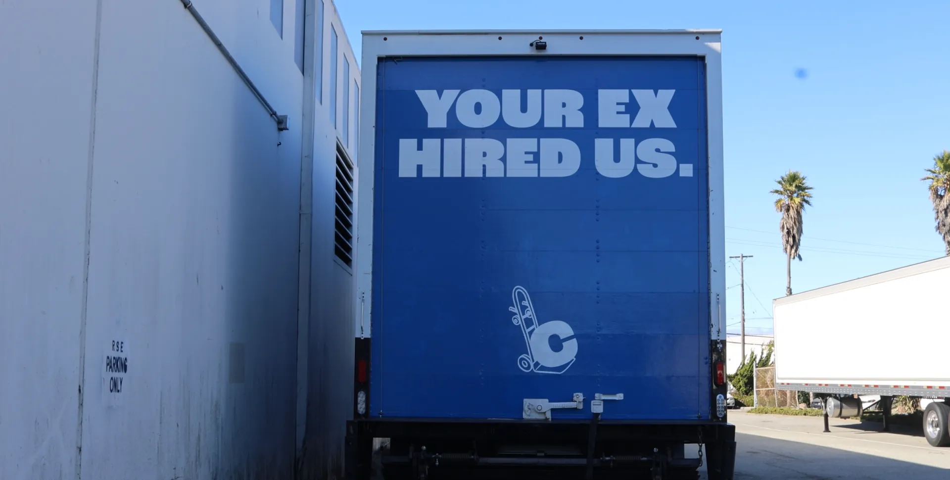 Rear of a Clutch Moving Company box truck